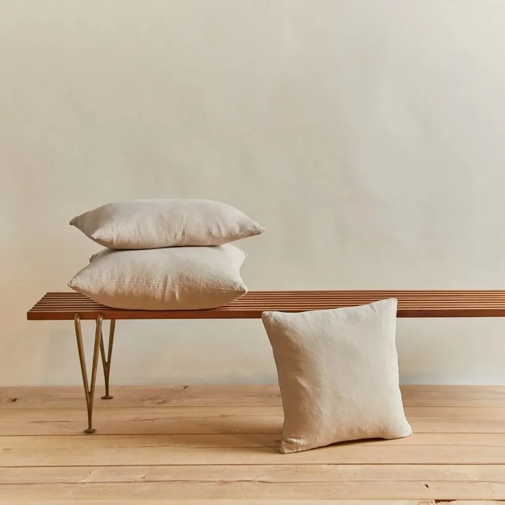 HAWKINS NEW YORK Simple Linen Pillow in Flax 22x22 New Bedding Home Decor